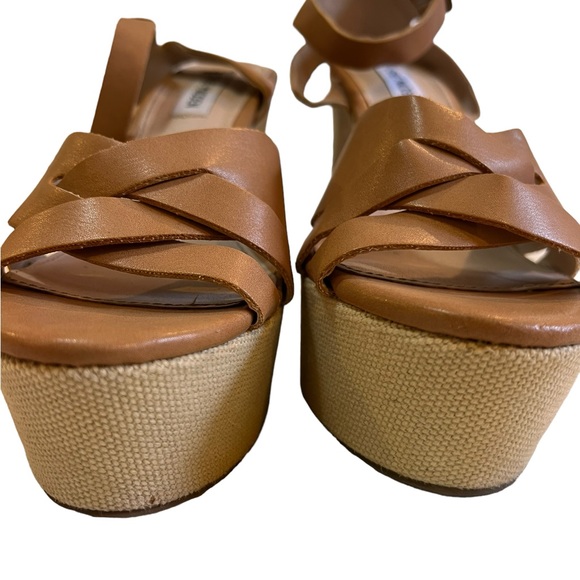 STEVE MADDEN Orlena wedges platform shoes size 8 camel color strapy - Picture 3 of 12